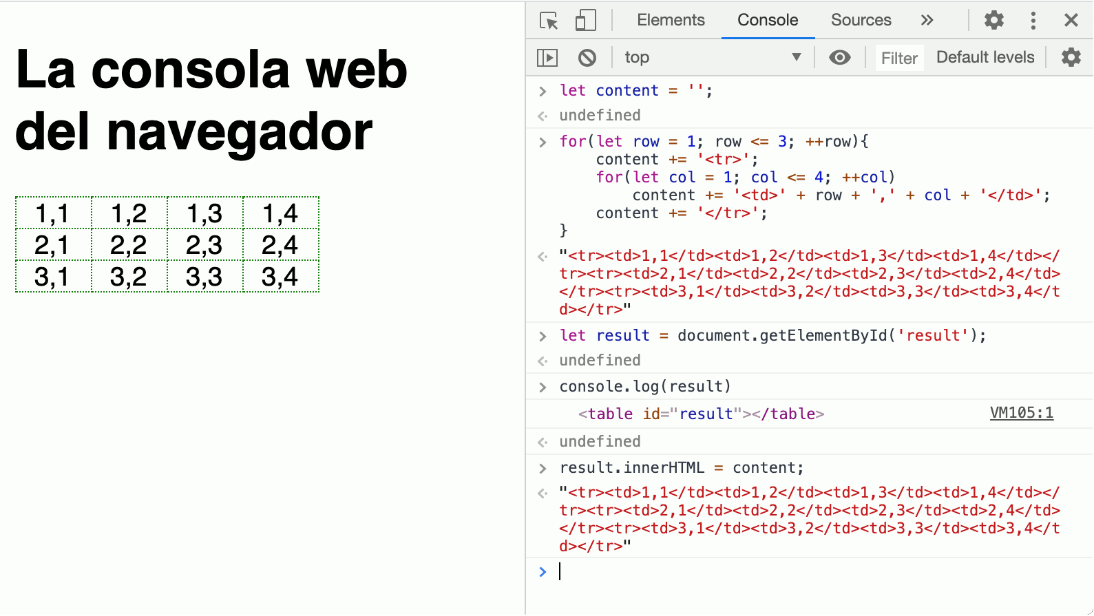 browser web console